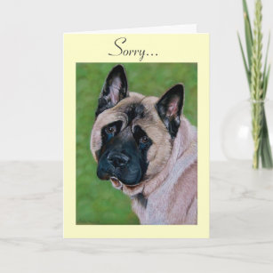 Carte portrait de chien akita avec la triste expression 