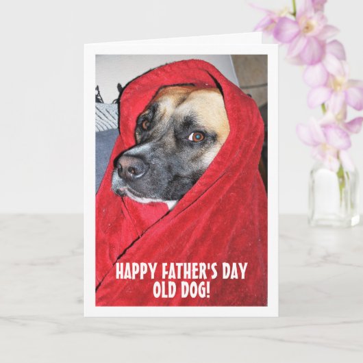 Carte Portrait de chien dans une couverture rouge (Orchidée)