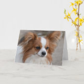 Carte Portrait de chien de Papillon (Fleur jaune)