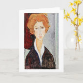 Carte Portrait de femme, Modigliani (Fleur jaune)