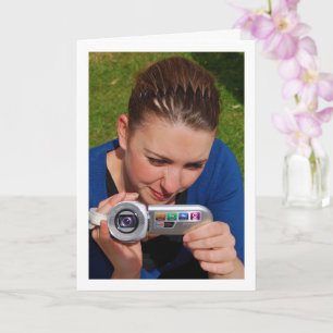Carte Portrait de fille avec caméscope