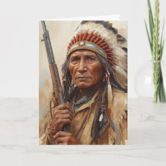Carte Portrait de Geronimo, chef de guerre indien
