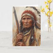 Carte Portrait de Geronimo, chef de guerre indien (Fleur jaune)
