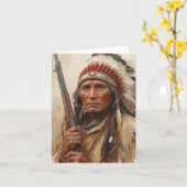 Carte Portrait de Geronimo, chef de guerre indien (Fleur jaune)