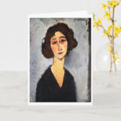 Carte Portrait de Jeune Femme, Modigliani (Fleur jaune)