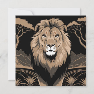 Carte Portrait de lion vintage