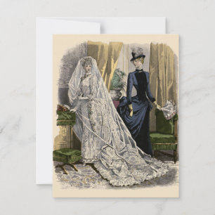 Carte Portrait de mariage de mariée vintage, mariée vict