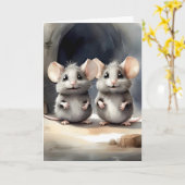 Carte Portrait de meilleurs amis souris mignons (Fleur jaune)
