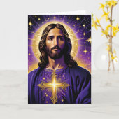 Carte Portrait de Noël de Jésus-Christ (Fleur jaune)