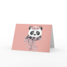 Portrait de panda avec des fleurs Sakura