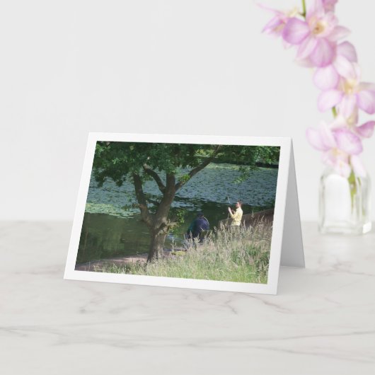 Carte Portrait de pêche avec grand-père (Orchidée)