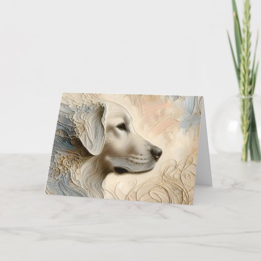 Carte Portrait de peinture caustique d'un Golden Retriev (Devant)