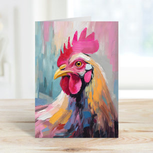 Carte Portrait de poulet Art Abstrait moderne