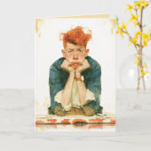 Carte Portrait de rousse mélancolique (Fleur jaune)