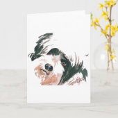 Carte Portrait de Tibétain Terrier (Fleur jaune)