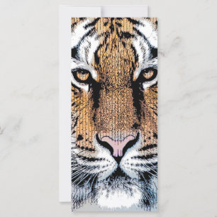 Carte Portrait de tigre en style Presse Graphique