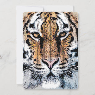 Carte Portrait de tigre en style Presse Graphique