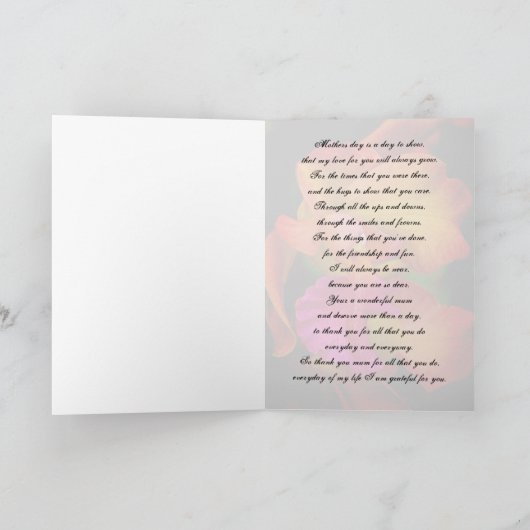 Carte Portrait d'orchidée Cattleya pour la fête des mère (Intérieur)