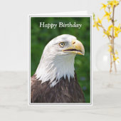 Carte Portrait d'un aigle à tête blanche Joyeux annivers (Fleur jaune)