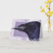 Carte Portrait d'un Corvid Raven amateurs Art Design (Fleur jaune)