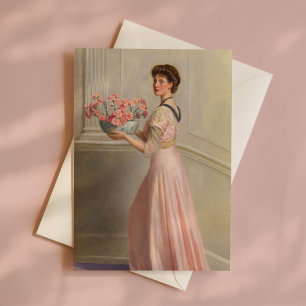 Carte Portrait d'une dame en rose John Collier