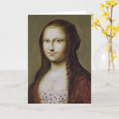 Carte Portrait d'une femme inspirée par la Mona Lisa (Fleur jaune)