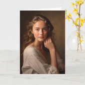 Carte Portrait d'une jeune femme. (Fleur jaune)