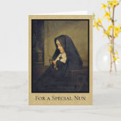 Carte Portrait d'une religieuse catholique avec le Saint (Fleur jaune)