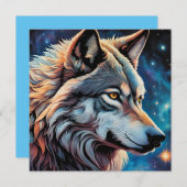 Carte Portrait étoilé du loup gris (Devant / Derrière)