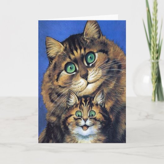 Carte Portrait Famille Chat vintage (Devant)
