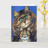 Carte Portrait Famille Chat vintage (Fleur jaune)