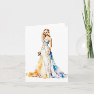 Carte Portrait femme P - Aquarelles et stylet