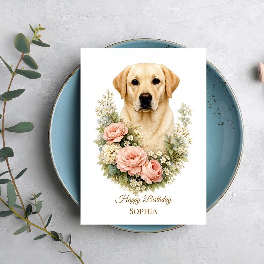 Carte Portrait Floral Labrador