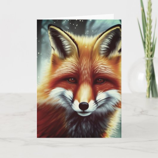 Carte Portrait Fluffy Red Fox (Devant)