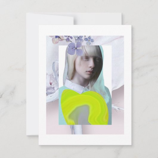 Carte Portrait jeune fille pastel fluo collage numérique (Devant)