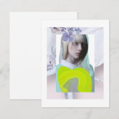 Carte Portrait jeune fille pastel fluo collage numérique (Devant / Derrière)