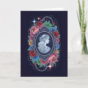Carte Portrait mariage motifs floraux et entrelacés