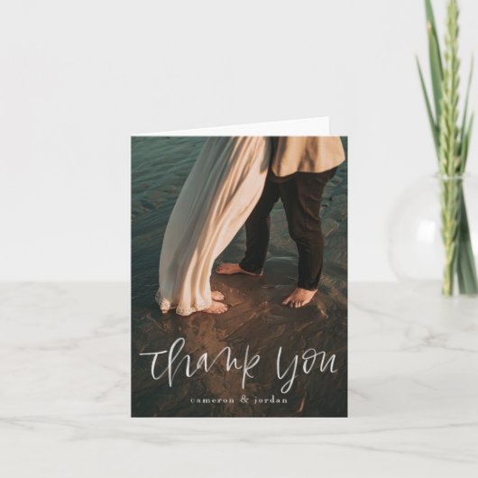 Carte Portrait Merci de script aquarelle (Devant)