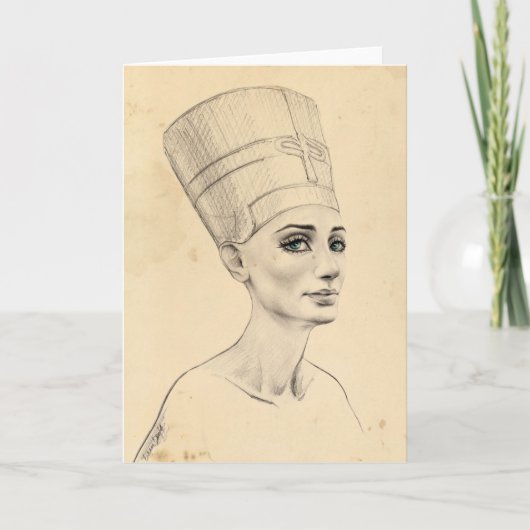 Carte Portrait Néfertiti dessin Ancienne Egypte papyrus (Devant)