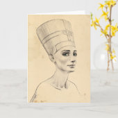 Carte Portrait Néfertiti dessin Ancienne Egypte papyrus (Fleur jaune)