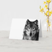 Carte Portrait noir et blanc Wolf (Fleur jaune)