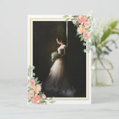 Carte Portrait nuptial Floral Photo Keepsaké Mariage (Debout devant)