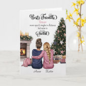 Carte Portrait personnalisé meilleur ami Noël (Fleur jaune)