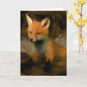 Carte Portrait Petit Bébé Fox Cub (Fleur jaune)