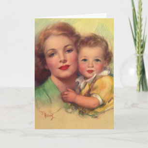 Carte Portrait vintage de la mère et de l'enfant