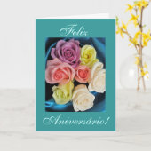 Carte Portugais : Anniversaire de parabens d'Aniversario (Fleur jaune)