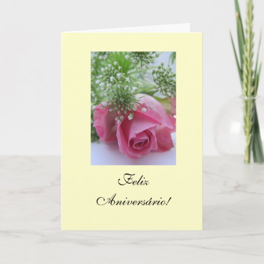 Carte Portugais : Anniversaire Rosa : Feliz Aniversário (Devant)