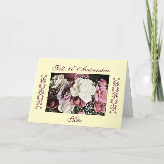 Carte Portugais : L'anniversaire/rosa de la maman de (Devant)