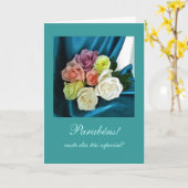 Carte Portugais : Parabens ! /Anniversaire - sarcelle (Fleur jaune)