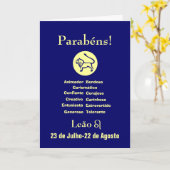 Carte Portugais : Parabens Leao de l'anniversaire de (Fleur jaune)